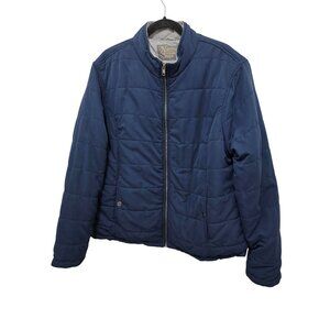 Natural Unisex XXL Quilted Navy Full-Zip Jacket With Snap Pockets‎ & Gray Lining